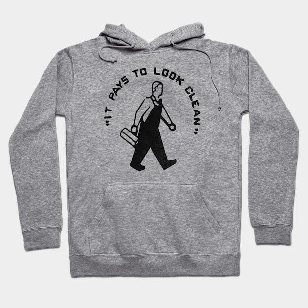 "It Pays To Look Clean" black Hoodie by vokoban